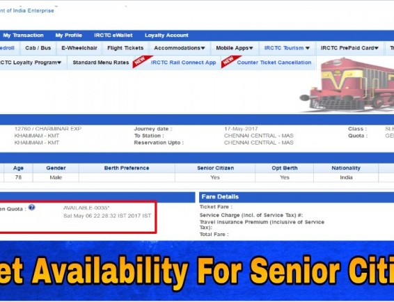 Senior Citizen Quota and Senior Citizen Concession in Indian Railways